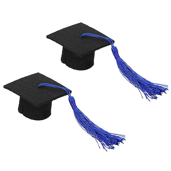 2 stk. Klessett for Graduation til Kjæledyr med Graduation-Hatt og Graduation-Hatt Blå 5,5X3,5CM Blue 5.5X3.5CM
