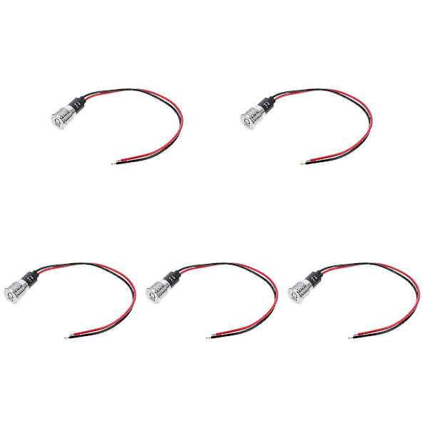 5 stk Vanntette LED-Dashbord Advarselslys Bil Båt LED-Indikatorlys Med Ledning 5stk 3,8X1cm 5pcs 3.8X1cm