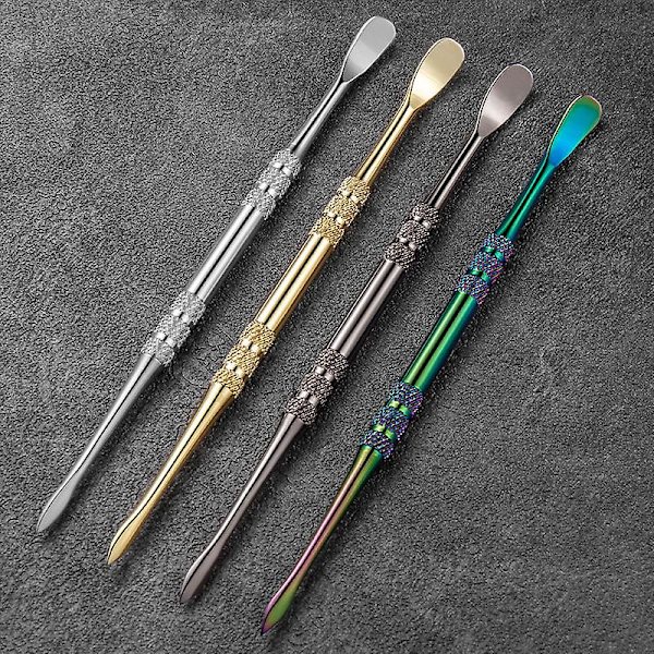Vaxsnideriverktyg, Skulpteringsverktyg i rostfritt stål Sked Snideriverktyg för vaxlera polymer (4 st, Silver+färg+guld+pistolsvart)