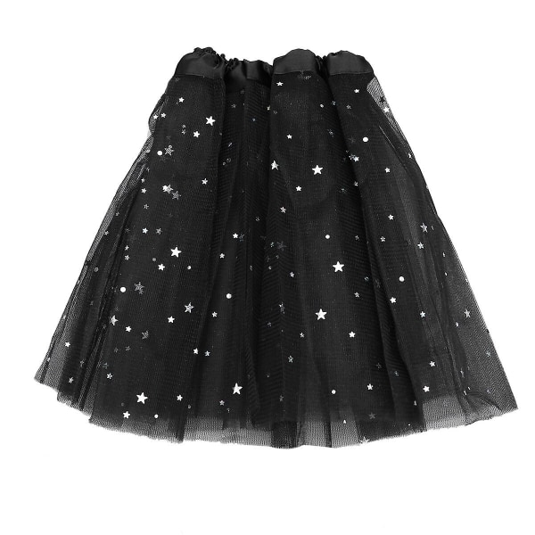 Girls Tutu Glitter Ballet Tulle Skirt (black)Black