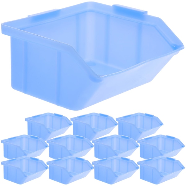 12 st Leksaksförvaringsfack Lock Plast Stapelbara förvaringsfack Nesting Hylla Bin Box Garage förvaringsfackBlå10X9CM Blue 10X9CM