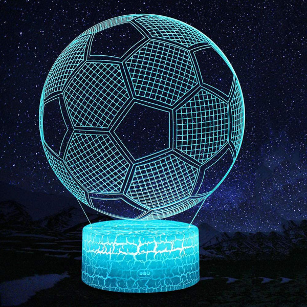 Fodbold 3D Lampe, LED Natlys Illusion Lamper 7 Farver Skiftende Berøringskontrol USB Optisk Skrivebordslampe, Sengelamper Til Børn Jul Fødselsdag