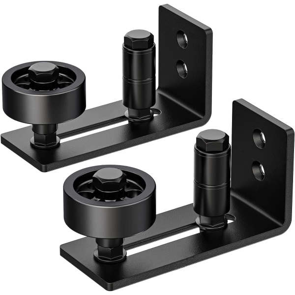 2 Pak Glide-Dør Bundguide, Justerbar Gulvguide Rulle (2 Ruller), Flush Bund, Stille, Sort