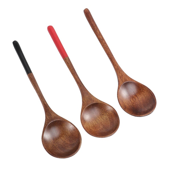 3pcs Eco-friendly Wooden Spoon Practical Soup Spoon Food Serving Scoop Kitchen Utensil Wood Tableware For Home16X4.5cm