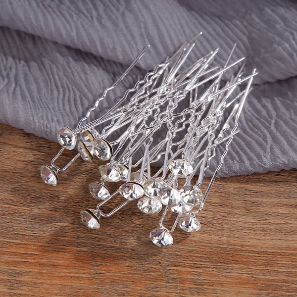 U-Formet Diamant Hårklipp, Formet Diamant Hårspenne, Bryllup Hårspenne, Brud Perle Blomst Krystall For Bryllupstilbehør, 30 Enheter