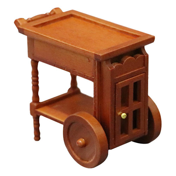 Miniatyr Møbler Tre Miniatyr Møbler Miniatyr Servisevogn Spisevogn Modell Miniatyr Scene Brun 7.6X7.1CM Brown 7.6X7.1CM