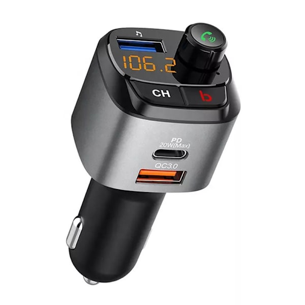 Bluetooth FM-sender for bil, støtter QC3.0, 20W trådløs Bluetooth radio billader mottaker MP3 lyd musikkspiller FM-sender
