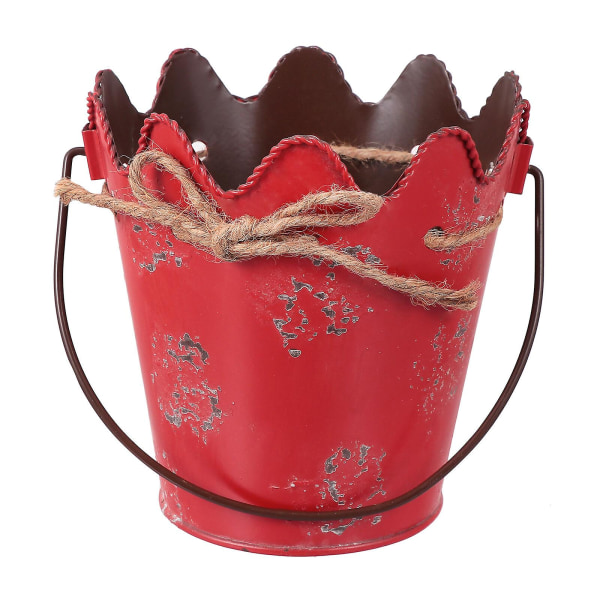 Hvit Blomster Vase Galvanisert Bøtte Planter Galvanisert Plantebeholdere Metallkar Planter Landlig Krukke Vase Rød 13X13X8.5CM Red 13X13X8.5CM