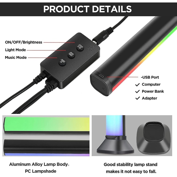 LED Smart Lyslist, RGB Fargeendring, Med Musikk Synkroniseringsmodus