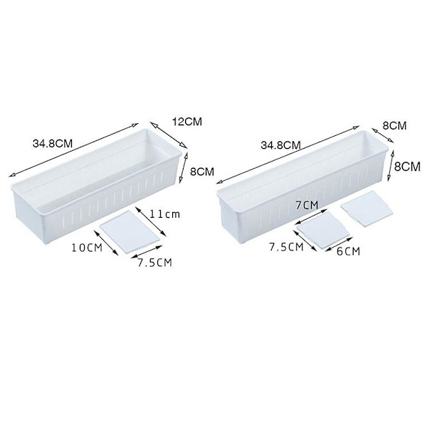 2 stk Skuffe Plast Sortering Organizer Opbevaringsboks Rum Opbevaringskasse (hvid)WhiteM White M