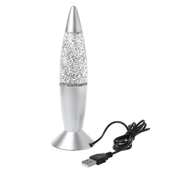 RYI)3D Raket Multi Farveskiftende Lavalamp RGB LED Glitter Natlampe Gave