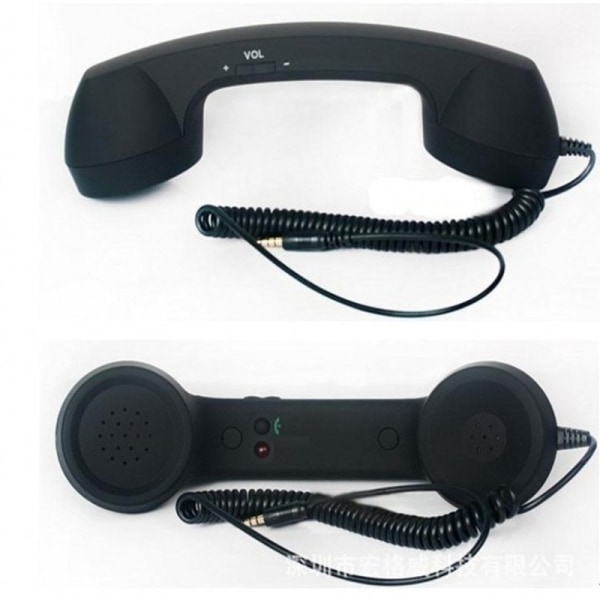 3,5 mm telefonlur cellmottagare mikrofonhögtalare för mobiltelefon smartphone (svart)