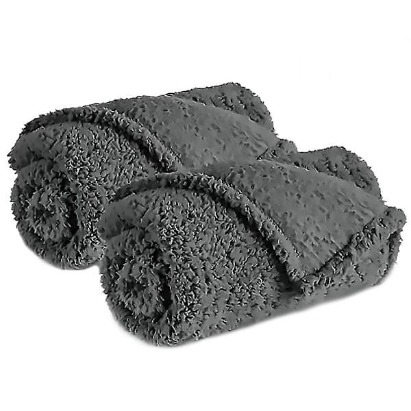 2 stk. Hundedækken Små Hunde Kattesovesofa Pet Kast Dækken Fleece Kattedækken Nyfødt Dækken Grey XS