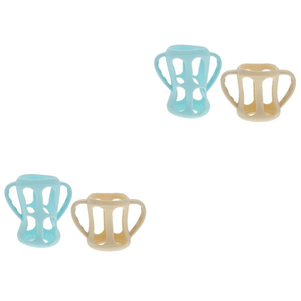 6 stk Babyflaskeomslag Ammeflaske Anti-fall Ermer Babyflaskebeskyttere (assorterte farger 4 pcs 10.5X7X7CM
