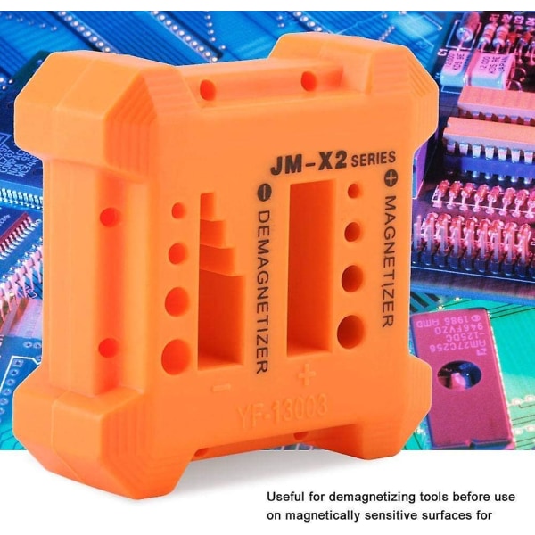 Ammattimainen magnetisaattori ja demagnetisaattori magneettinen työkalu ruuvimeisselien kärjille, ruuvibitteille käytännölliset pienet työkalut (1 kpl, oranssi)