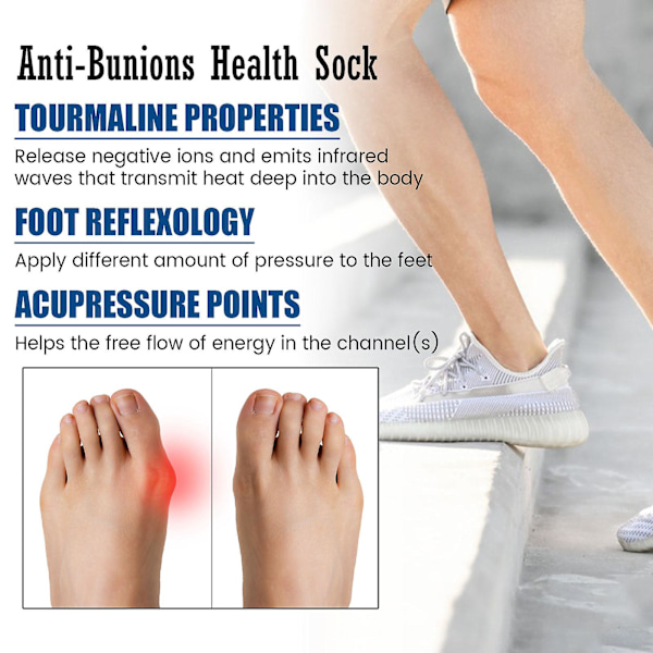 Anti-Hallux Valgus Hälsostrumpa Fot Hälvård Lindra Öm Häl Varma Andningsbara Fotstrumpor (2 Par)