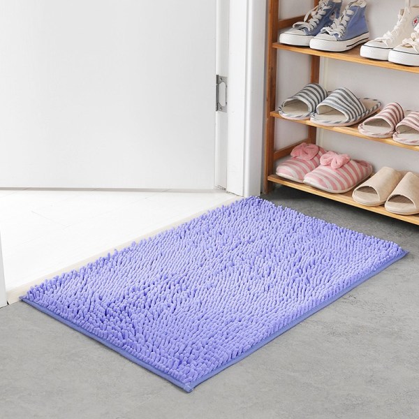 Badmatta 50 x 80 cm, extraabsorberande mikrofiber lång lugg, halkfri badmatta, maskintvättbar golvmatta för bad, dusch och badrum, lila färg