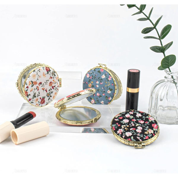 4 Pak Retro Blomster Makeup Spejl Lille Lomme Pung Spejle Skønhed Håndholdt Foldbar Bærbar Rejse Spejl til Kvinder Piger Dame