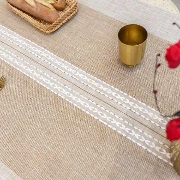 Spetsad damm- och smutsavvisande duk, rektangulär duk, dekoration för köksbord och soffbord, (140*140cm, brun)