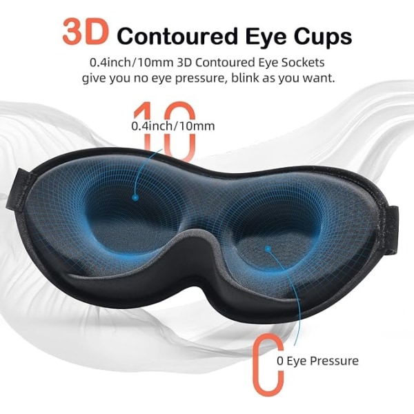 Sömnmask för sidosövare, Ögonmask Sovande Kvinnor Män, Ljusblockerande 3D-formad kopp Sovmask Mjuk Inget ögontryck Öga S