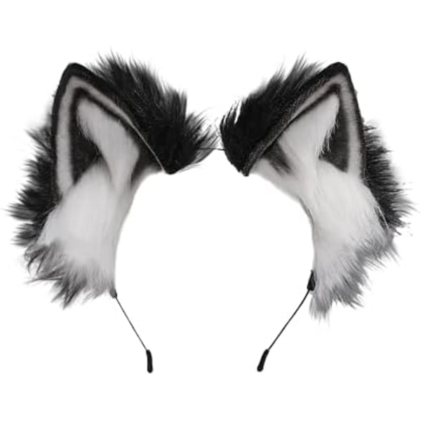 Simuloidut eläimen korvat hiusrenkaassa Eläinten Cosplay-korvat Hiuspannan Handmade Faux Plush Cat Fox Wolf Dog Ears