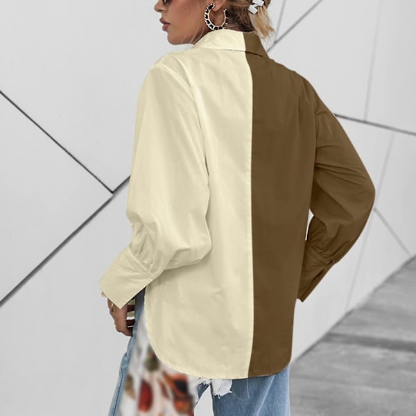 Toppar för kvinnor, avslappnade, enfärgade, stickade, t-shirt, långärmad, trendig, löst sittande, blusar, TopsXLBrown Brown XL