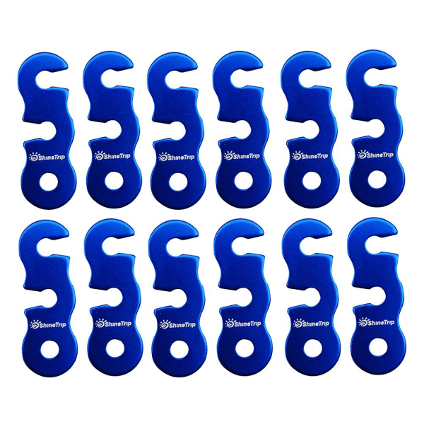 12 stk. Aluminium Legering Camping Vindtau Spenne Teltet Vindstopper Tau Justerere Snord Spenner Strammer Blue 4.3*1.5 cm