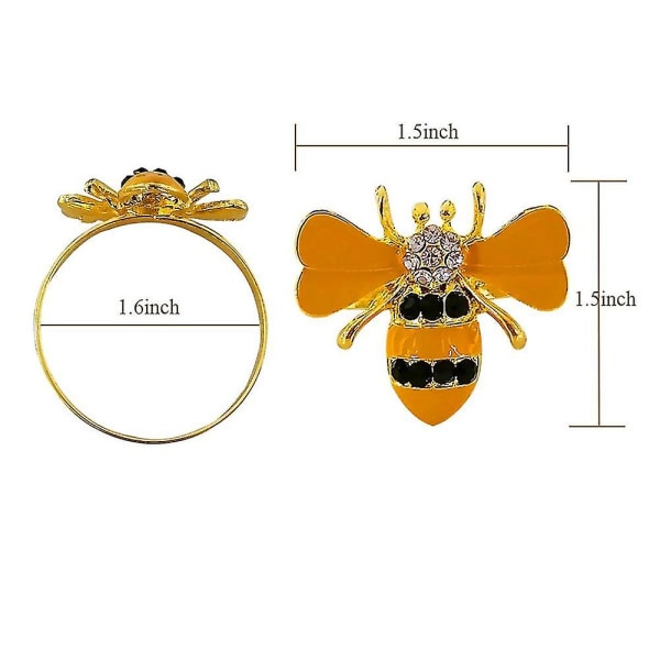 6-pak Gul Bie Design Ring Serviett Spenne Hornet Serviettholder