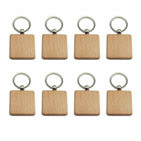 10 stk. Blank træ nøglering DIY håndlavet geometrisk tag vedhæng nøglering pung rygsæk ornament
