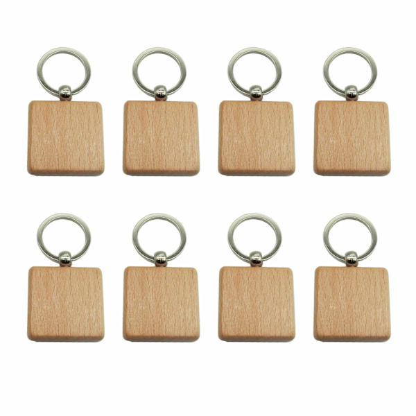 10 stk. tomme nøkkelringer i tre, DIY, håndlaget, geometrisk tag-anheng, nøkkelring, veske, ryggsekk, ornament