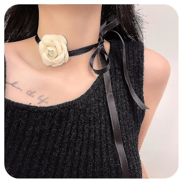 Women Lace Choker Necklaces, Flower Collar Choker Necklace For Girls, Soft Sext Velvet Suede Choker Tie Cravat Accessories