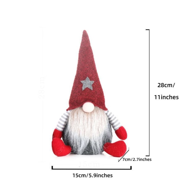 Juldekorationer Tomtar Plysch Jultomtar Handgjorda Svenska Tomte Gnome Dekorationer för Fest Juldekorationer (2 st)