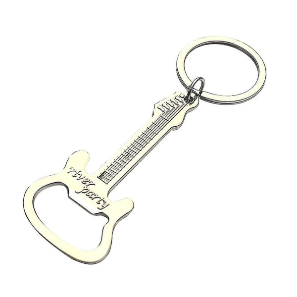 Fick liten metalllegering Öl Flasköppnare Verktyg Gitarr Nyckelring Nyckelring Present