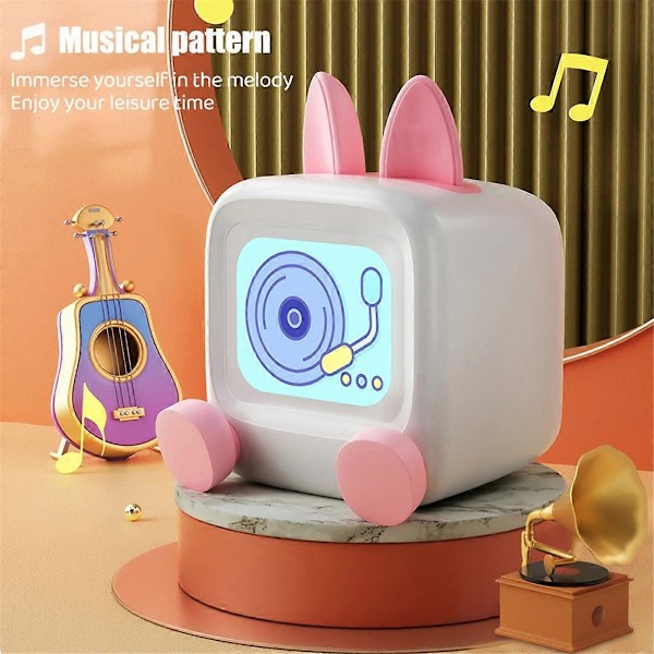 RYO_Mini TV Nattlys Skrivebordsdekorasjon Musikk Bluetooth Wifi APP Smart Kontroll Aksjer Bilder DIY Display B CyanBlue