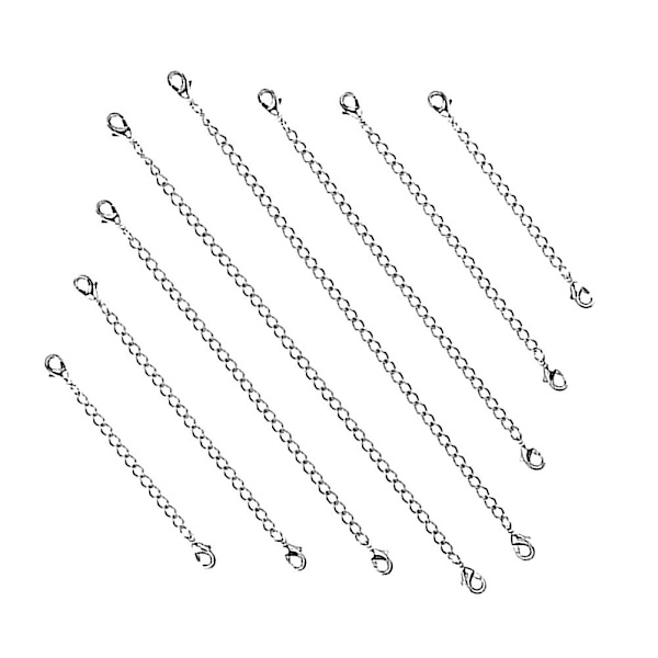 8 kpl Ruostumattomasta Teräksestä Valmistettuja Ketjuja Rannekorun Ketjun Pidennys Ruostumattomasta Teräksestä Valmistettu Pidennysketju DIY-Pidennysketju Ketjun Pidennys Korut Hopea 8 kpl Silver 8pcs