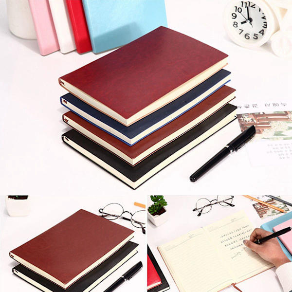 4x 6 Färg Slumpmässigt Mjukt Omslag PU Läder Anteckningsbok Skrivjournal 100 Sidor Linjerad Dagbok Bok