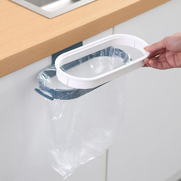 Skåpskorgar för kök, sopsäckshållare, plastpåsehållare, bärbar skräppåsehållare, sopsäckshållare för skåpsdörr (1 st, blå)