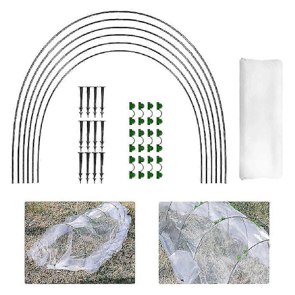 RY-2,5x6m Växthusbåge Set Trädgård Insektsnät Set För Växter Frukt Blomma Fågel Djur Skyddsnät