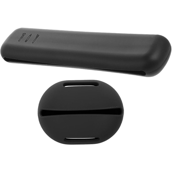 1 sæt Silikon Makeup Penselholder Bærbar Skønhed Ægboks Pudder Puff Beholder Sort 20X4.8CM Black 20X4.8CM