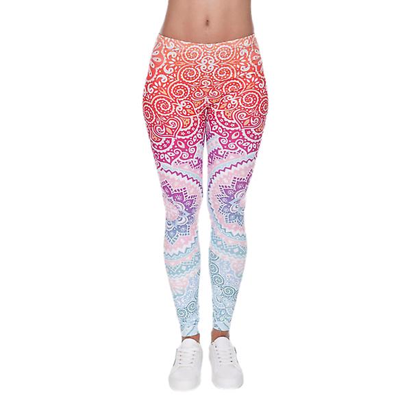 1 stk 3D Fargerik Digital Trykk Dame Sports Yoga Bukser Høy Midje Leggings Elastisk Stram Trening G S