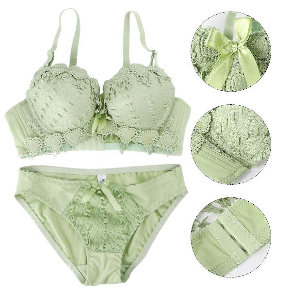 Spetsunderkläder Set Sexig BH Push Up BH Underkläder BH Och Trosor För Kvinnor Dam (grön, 75b)Green7 Green 75B