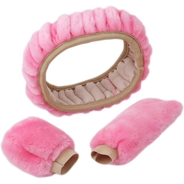 RYI)*Vinterplysch rattmuff rosa överdrag fluffig ratt*