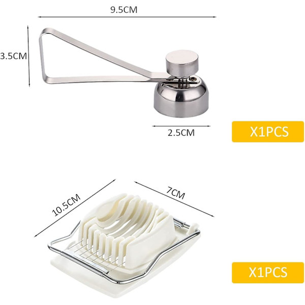 Äggdelare i rostfritt stål och kokt äggdelare med rostfritt ståltråd. Multifunktionell äggdelare-set. Ett set med två äggverktyg.