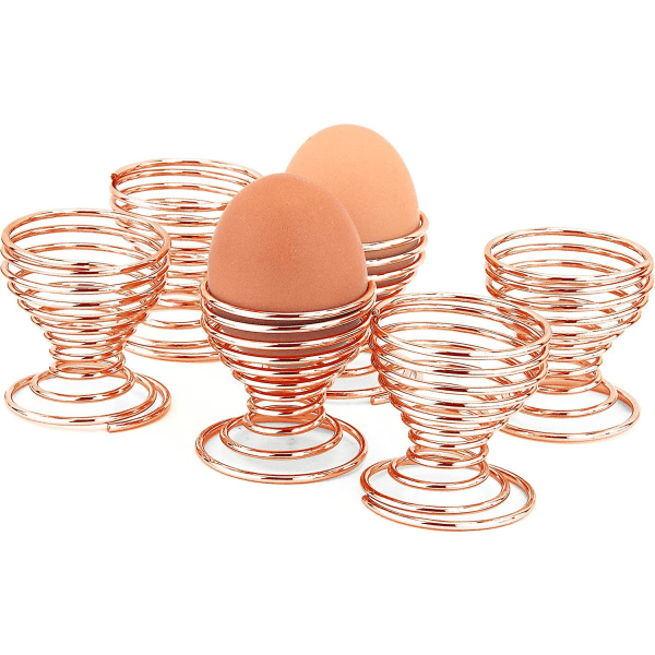 Kobber eggekopper sett 6 rustfritt stål skjønnhet egg metall brakett egg stativ oppbevaring Muggsikker og fuktsikker sminke egg stativ (6 stk rosegull)
