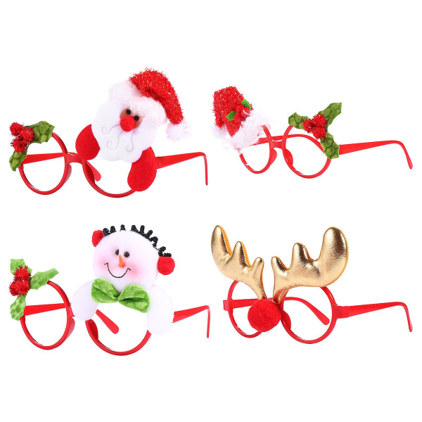 4 Pcs Glasses Sunglasses Christmas Party Supplies Party Sunglasses Xmas Selfie Props Christmas Glasses Frame Novelty SunglassesRed15x14x8cm