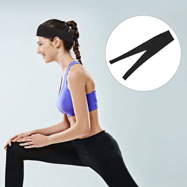 Hårband med knyt, Svettresistent elastiskt sportpannband för utomhusaktiviteter, Svettabsorberande, Män Kvinnor 1-pack Svart