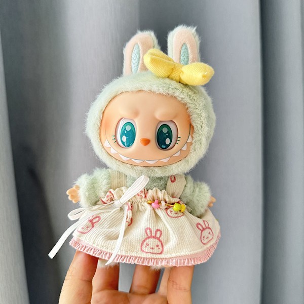 /RYI/ Vain vaatteet Ensimmäinen toinen sukupolvi Labubu vaatteet Riipus Vedä kangas Istu juhlanukke Pin-kaniinin pää hame 2 pieces