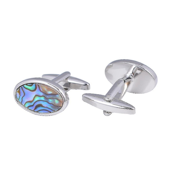 Manchetknapper Naturlige Abalone Skal Manchetknapper Ovale Farve Fritillary Manchetknapper