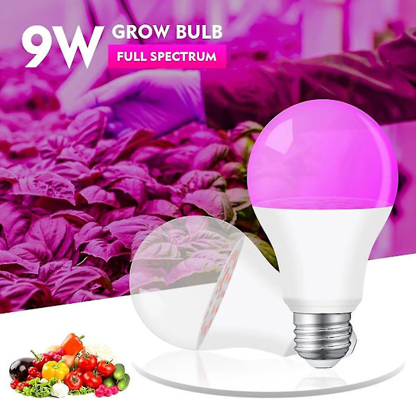 4 stk LED-vekstlys pære 18 LED Full Spectrum 9W E27 Vekstpærer Kompatibel med Innendørs Hydroponikk Blomster Pl