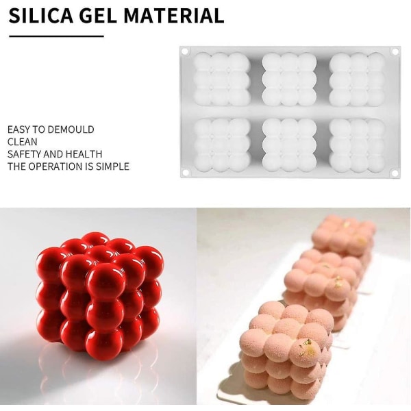 Terningforme, Silikonform Bage Chokolade Kage Og Lavning Af 3D Håndlavede Lys, DIY Værktøjer Til Mousse Dessert Gele Is 6 Hulrum 6 Cavity